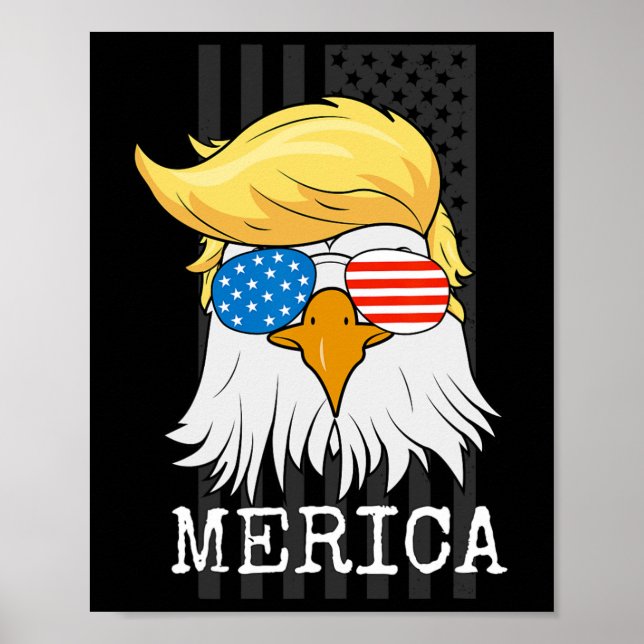 Bald Eagle 4. Juli Trump Flag Funny Poster (Vorne)