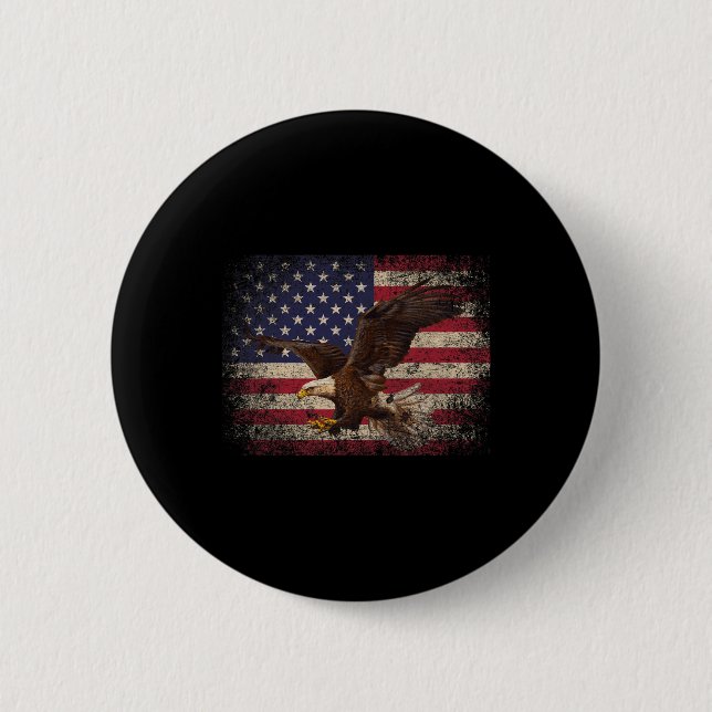 Bald Eagle 4. Juli Weihnachtsgeschenk American Fla Button (Vorderseite)