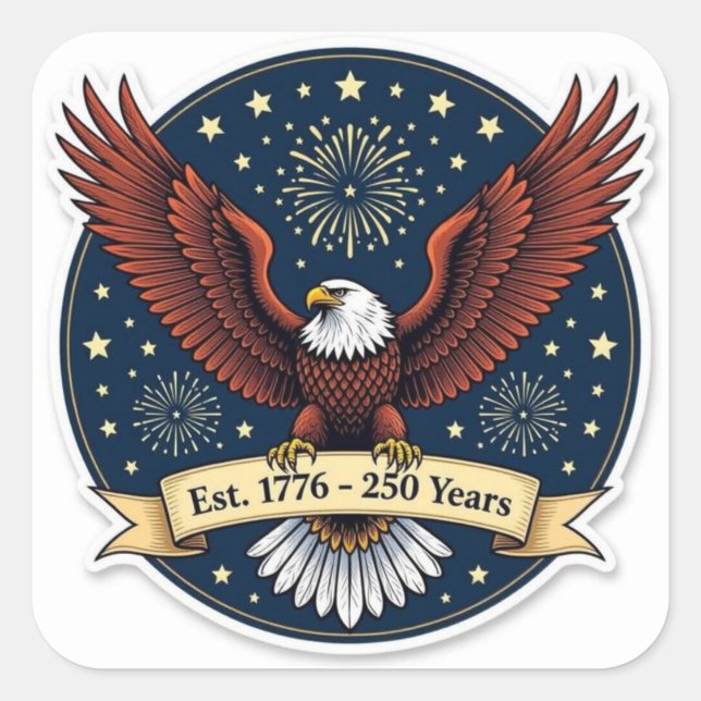 Bald eagle America 250th artwork  Quadratischer Aufkleber (Vorderseite)