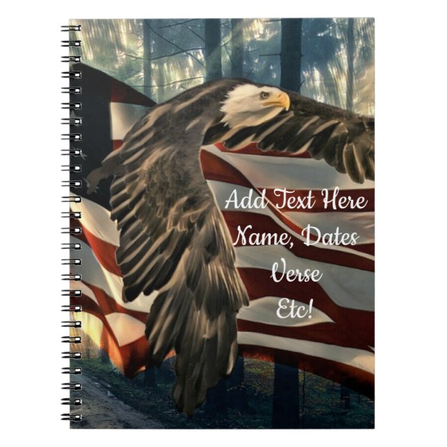 Bald Eagle American Flag Country Road Carnet (Devant)