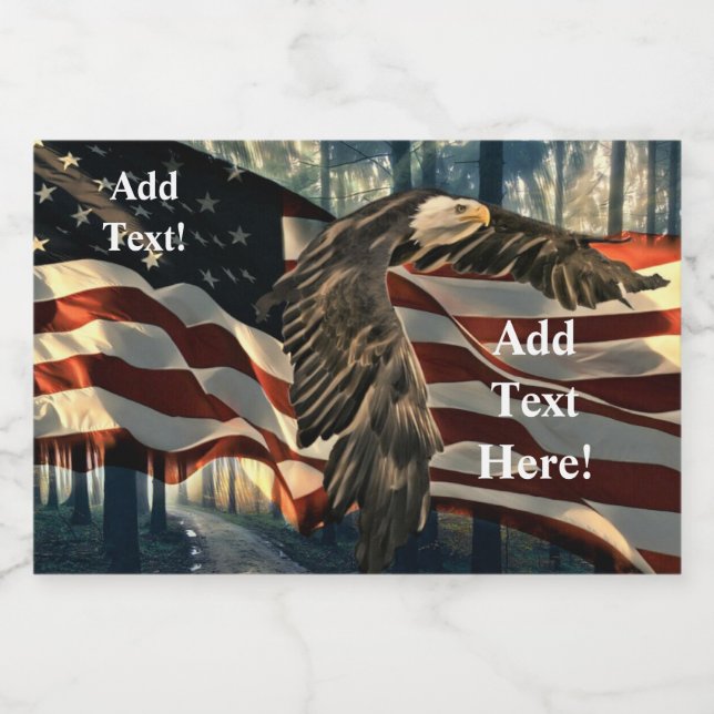 Bald Eagle American Flag Country Road Étiquette al (Étiquettes simples)