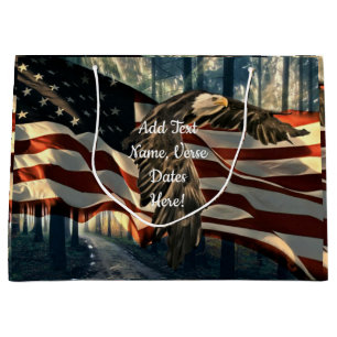 Bald Eagle American Flag Country Road Große Geschenktüte