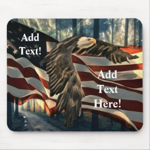 Bald Eagle American Flag Country Road Mouse Pad Mousepad