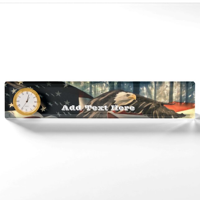Bald Eagle American Flag Country Road Namensplakette (Vorderseite)