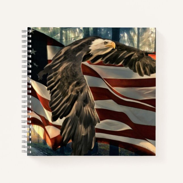 Bald Eagle American Flag Country Road Notizbuch (Vorderseite)