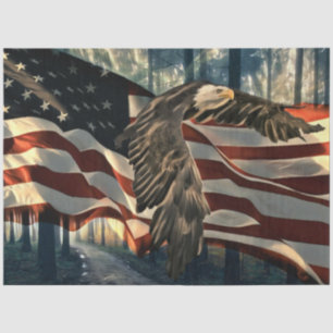 Bald Eagle American Flag Country Road Seidenpapier