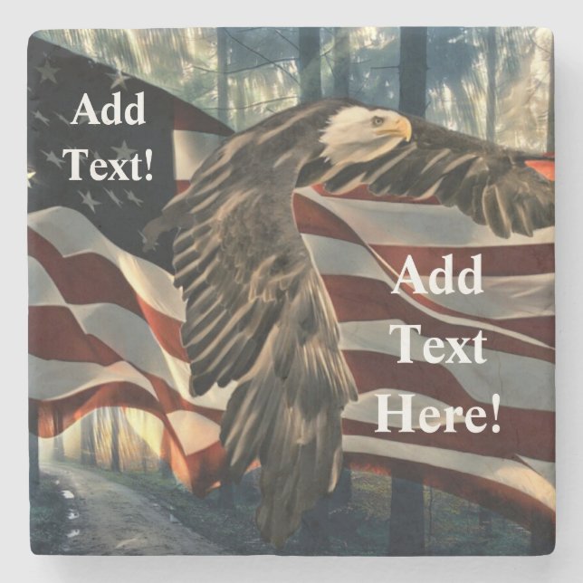 Bald Eagle American Flag Country Road Stone Coaste Steinuntersetzer (Vorderseite)