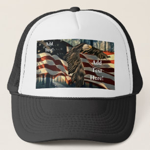 Bald Eagle American Flag Country Road Trucker Hat Truckerkappe