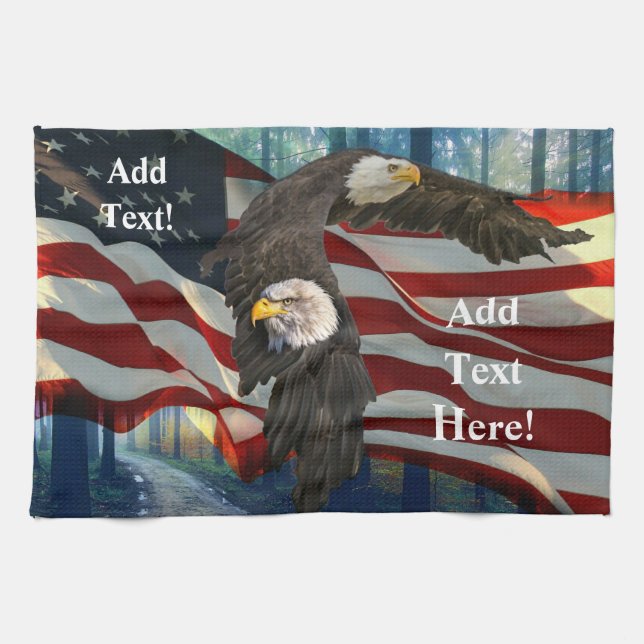 Bald Eagle American Flag Geschirrtuch (Horizontal)