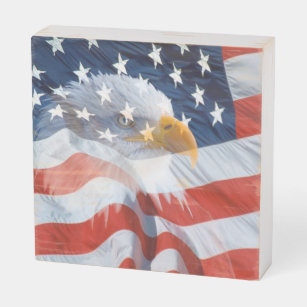 Bald Eagle American Flag Holzkisten Schild