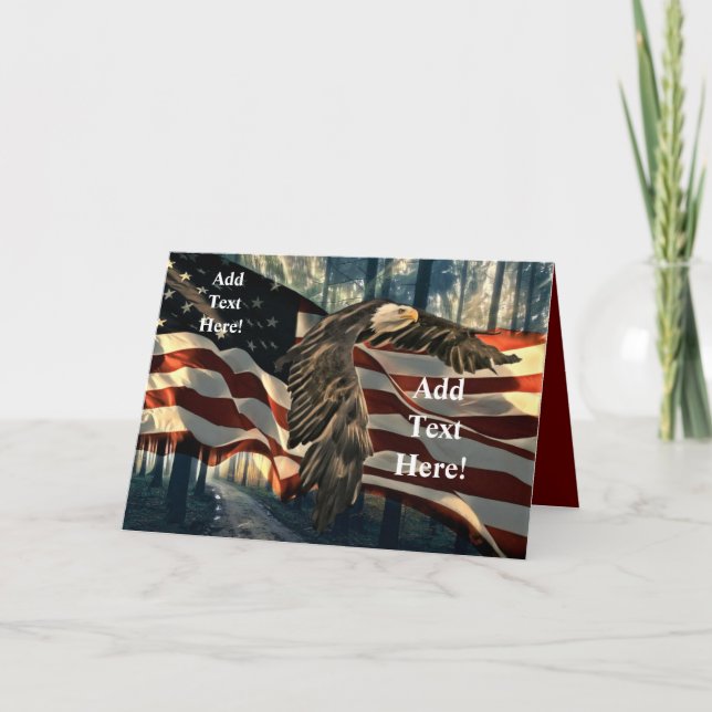 Bald Eagle American Flag Karte (Vorderseite)