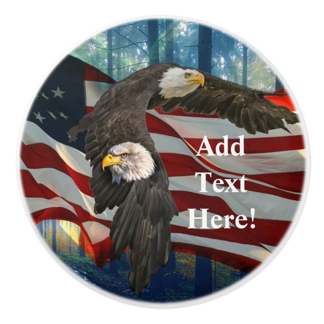 Bald Eagle American Flag Keramikknauf (Vorderseite)