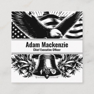Bald Eagle American Flag Patriotic Business Card Quadratische Visitenkarte