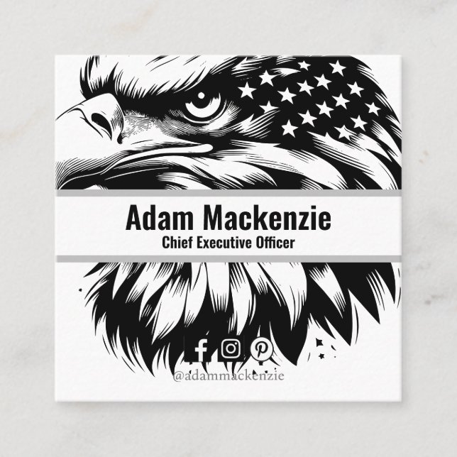 Bald Eagle American Flag Patriotic Business Card Quadratische Visitenkarte (Vorderseite)