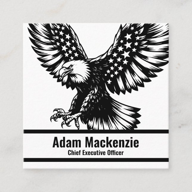 Bald Eagle American Flag Patriotic Business Card Quadratische Visitenkarte (Vorderseite)