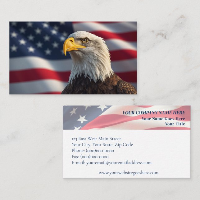 Bald Eagle & American Flag Patriotic Visitenkarte (Vorne/Hinten)