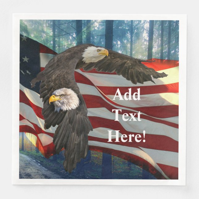 Bald Eagle American Flag Serviette (Vorderseite)