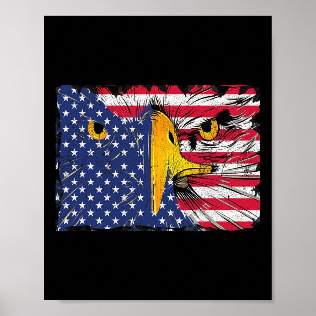 Bald Eagle American Flag USA 4. Juli Poster (Vorne)