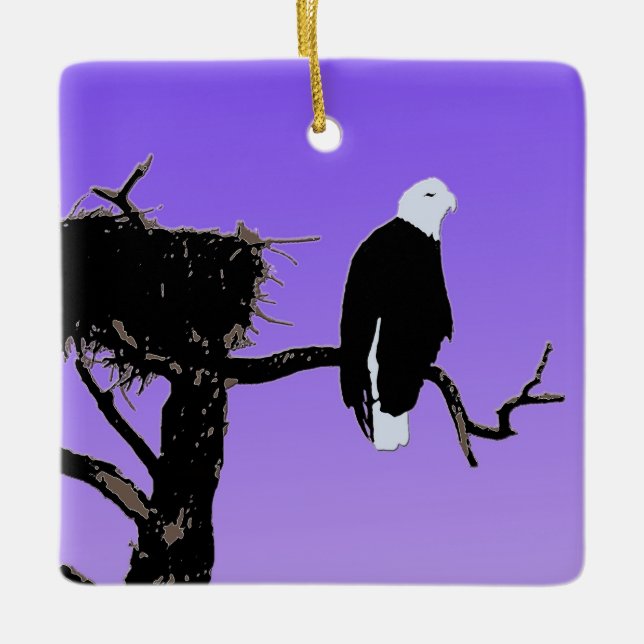 Bald Eagle at Sunset - Ursprüngliche Naturkunde Keramikornament (Vorderseite)
