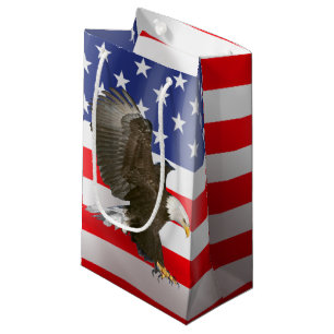 Bald Eagle auf amerikanischer Flagge Kleine Geschenktüte