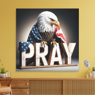 Bald Eagle auf einem Bettenschild Leinwanddruck