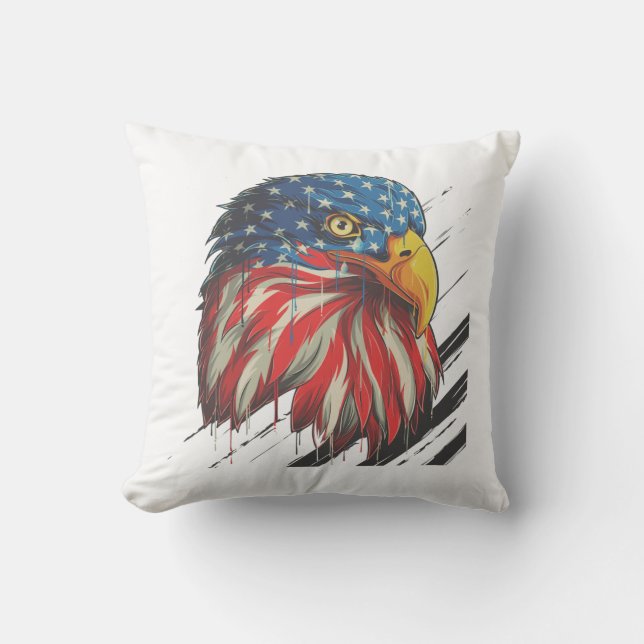 Bald Eagle Bird USA Flag Cry Patriotic Kissen (Vorderseite)