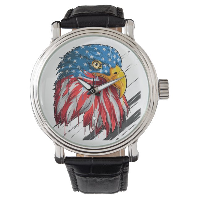 Bald Eagle Bird USA Flag Symbol Armbanduhr (Vorderseite)