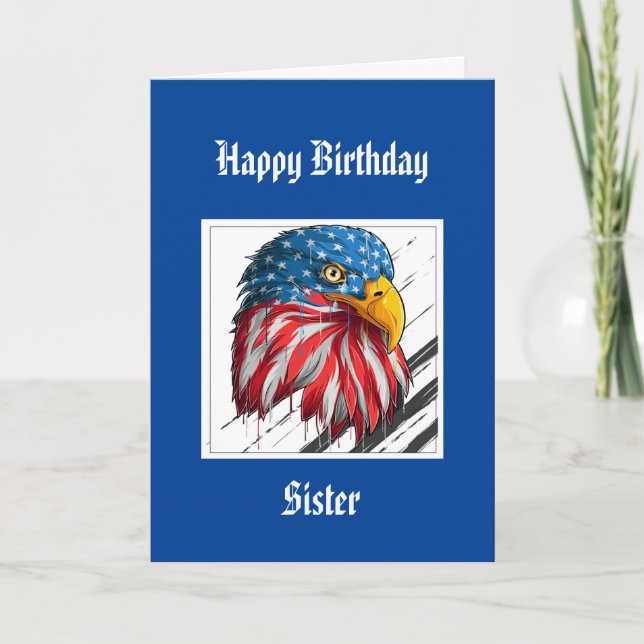 Bald Eagle Birthday Special Sister Militärkarte Karte (Vorderseite)