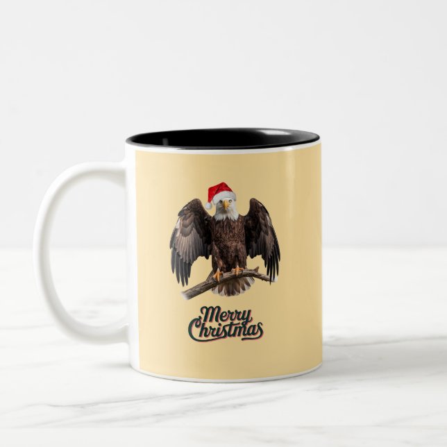 Bald Eagle Christmas Zweifarbige Tasse (Links)