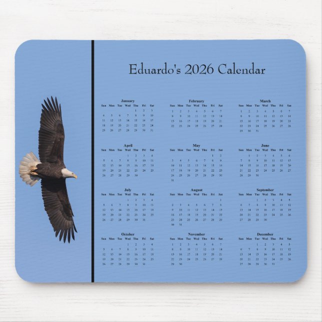 Bald Eagle: Customize full year 2026 calendar Mousepad (Vorne)