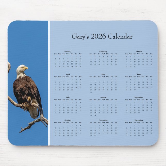 Bald Eagle: Customize full year 2026 calendar Mousepad (Vorne)