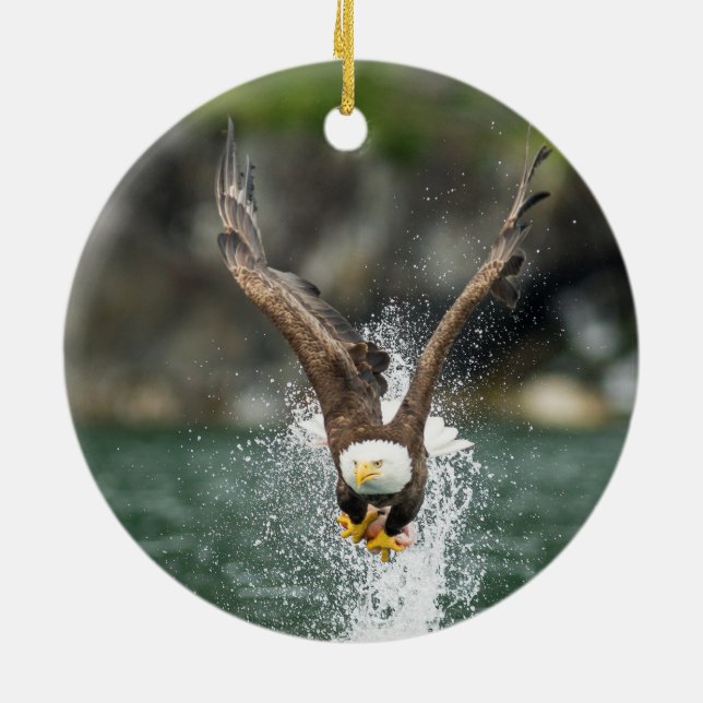 Bald Eagle Der große Fang Keramik Ornament (Hinten)