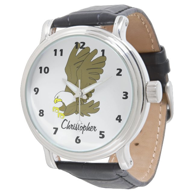 Bald Eagle Design Personalised Armbanduhr (Schrägansicht)