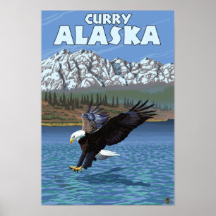 Bald Eagle Diving - Curry, Alaska Poster