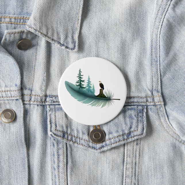 Bald Eagle Feather and Trees Button (Beispiel)