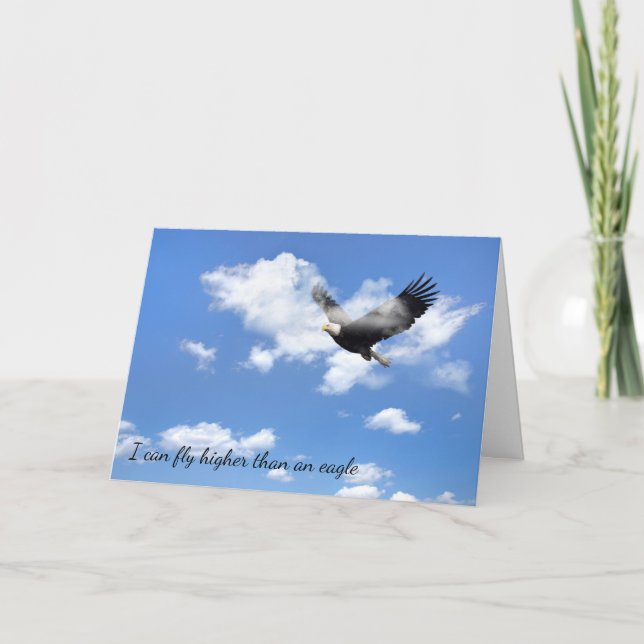 Bald Eagle flying in clouds Karte (Vorderseite)