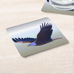 Bald Eagle Flying Rechteckiger Pappuntersetzer
