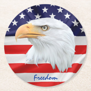 Bald Eagle Freedom anpassbar Runder Pappuntersetzer