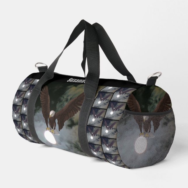 Bald Eagle Full Moon Fantasie Personalisiert Duffle Bag (Rechte Ecke)