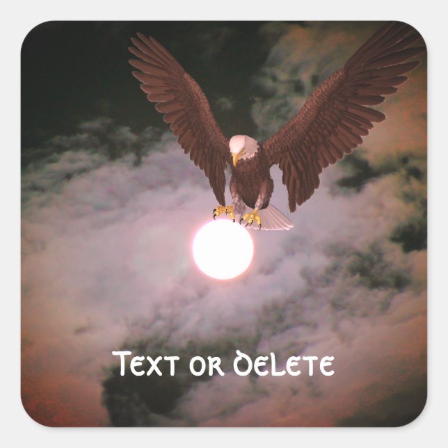 Bald Eagle Full Moon Fantasie Personalisiert Quadratischer Aufkleber (Vorderseite)