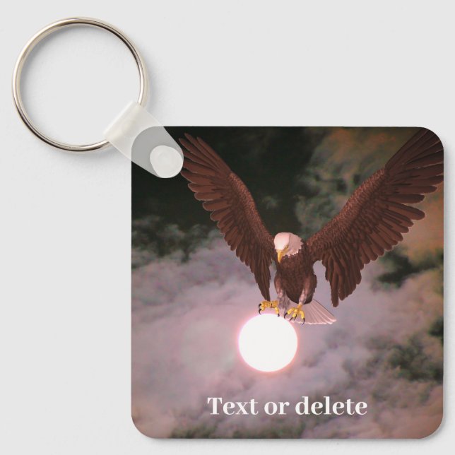 Bald Eagle Full Moon Fantasie Personalisiert Schlüsselanhänger (Vorderseite)