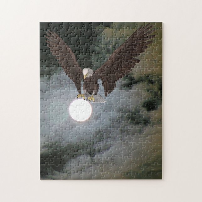 Bald Eagle Full Moon Night Sky Fantasy Art (Vertikal)
