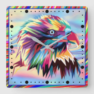 Bald Eagle Geometric Prismatic Design-80590 Quadratische Wanduhr