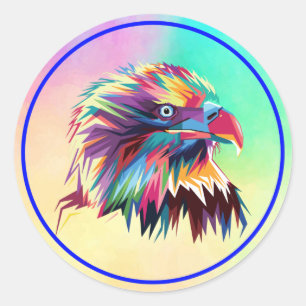 Bald Eagle Geometric Prismatic Design-80590 Runder Aufkleber