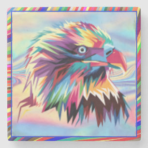 Bald Eagle Geometric Prismatic Design-80590 Steinuntersetzer