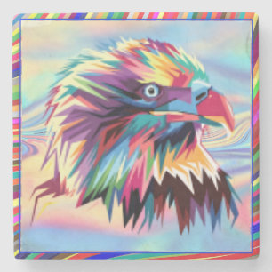 Bald Eagle Geometric Prismatic Design-80590 Steinuntersetzer