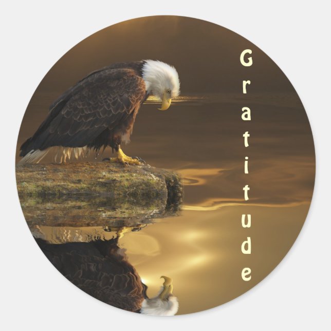 Bald Eagle GRATITUDE Serie Runder Aufkleber (Vorderseite)