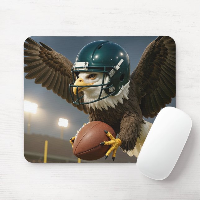 Bald Eagle Gripping a Football In a Stadium Mousepad (Mit Mouse)