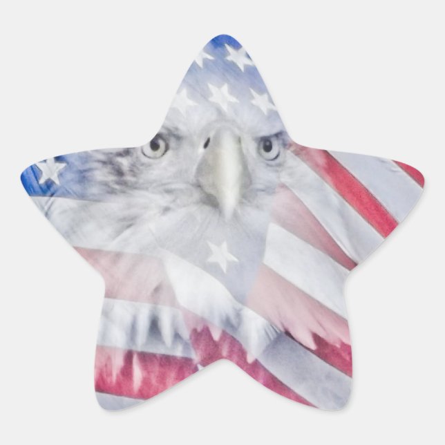 Bald Eagle Head & American Flag Stern-Aufkleber (Vorderseite)