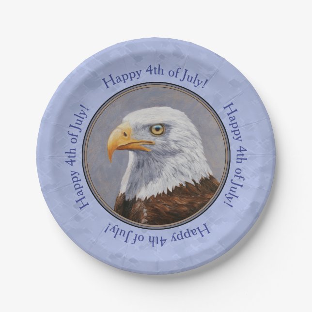 Bald Eagle Head Blue Pappteller (Vorderseite)